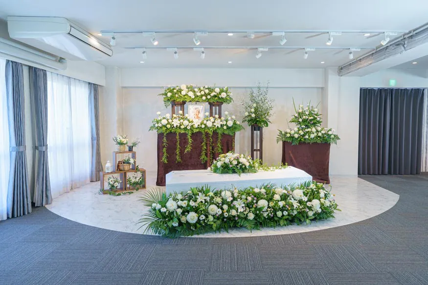 葛飾区の葬儀社であるシェア東京が施行する、家族葬プラン80の葬儀風景。